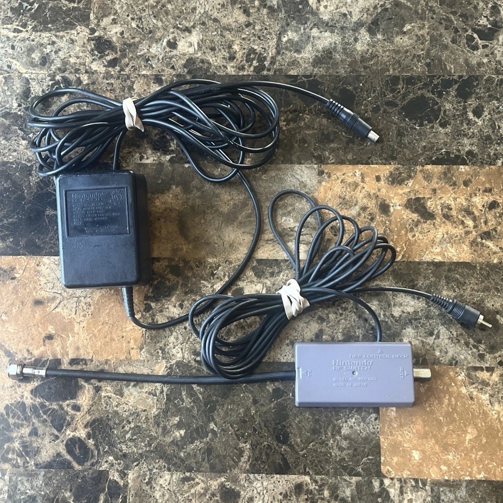 Nintendo NES AC Adapter NES-002 and RF Switch NES-003 OEM Cable Bundle Set